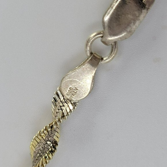 Vintage Silver 925 FAS Twisted 2 Tone Bracelet 8" marked Italy - Picture 3 of 4